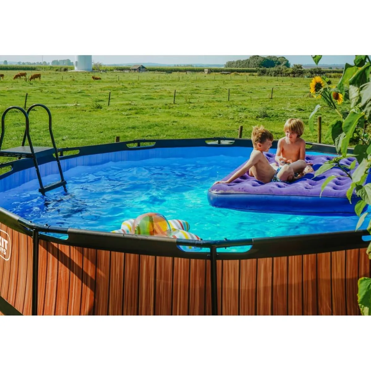 Outlet Exit - Piscina Wood efecto madera diámetro 427 x 122 cm con filtro de cartucho Efecto Madera|Piscinas