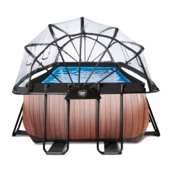 Exit - Piscina Wood efecto madera 540 x 250 x 100 cm con filtro de arena, cúpula y bomba de calor*Exit Toys Outlet