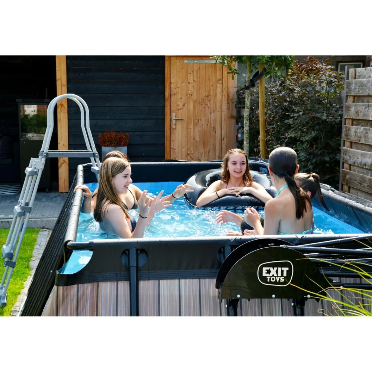 Best Exit - Piscina Wood efecto madera 400 x 200 x 100 cm con filtro de arena Juguetes De Verano|Piscinas