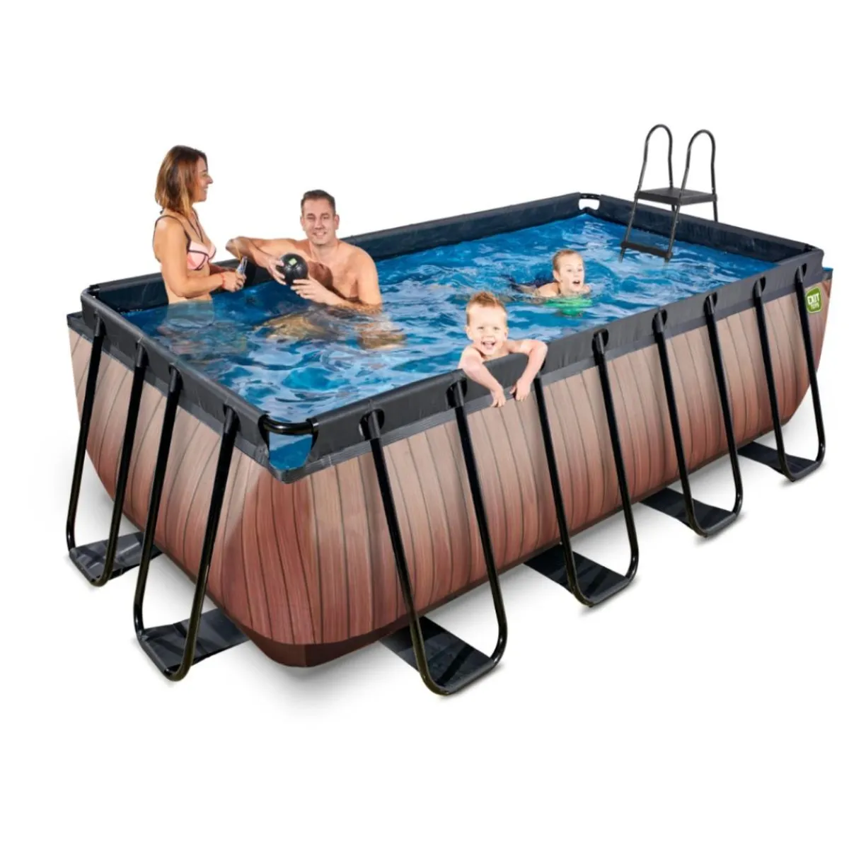 Exit - Piscina Wood efecto madera 400 x 200 x 122 cm con filtro de arena*Exit Toys Best