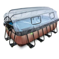 Exit - Piscina Wood efecto madera 400 x 200 x 122 cm con filtro de arena y cúpula*Exit Toys Outlet