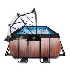Exit - Piscina Wood efecto madera 400 x 200 x 122 cm con filtro de arena y cúpula*Exit Toys Outlet
