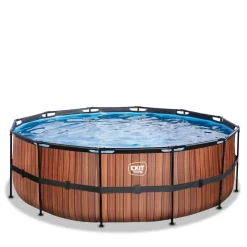 Exit - Piscina Wood efecto madera diámetro 427 x 122 cm con filtro de arena*Exit Toys Discount