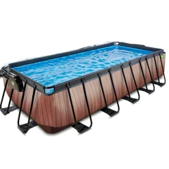 New Exit - Piscina Wood efecto madera 540 x 250 x 122 cm con filtro de arena y cúpula Piscinas|Juguetes De Verano
