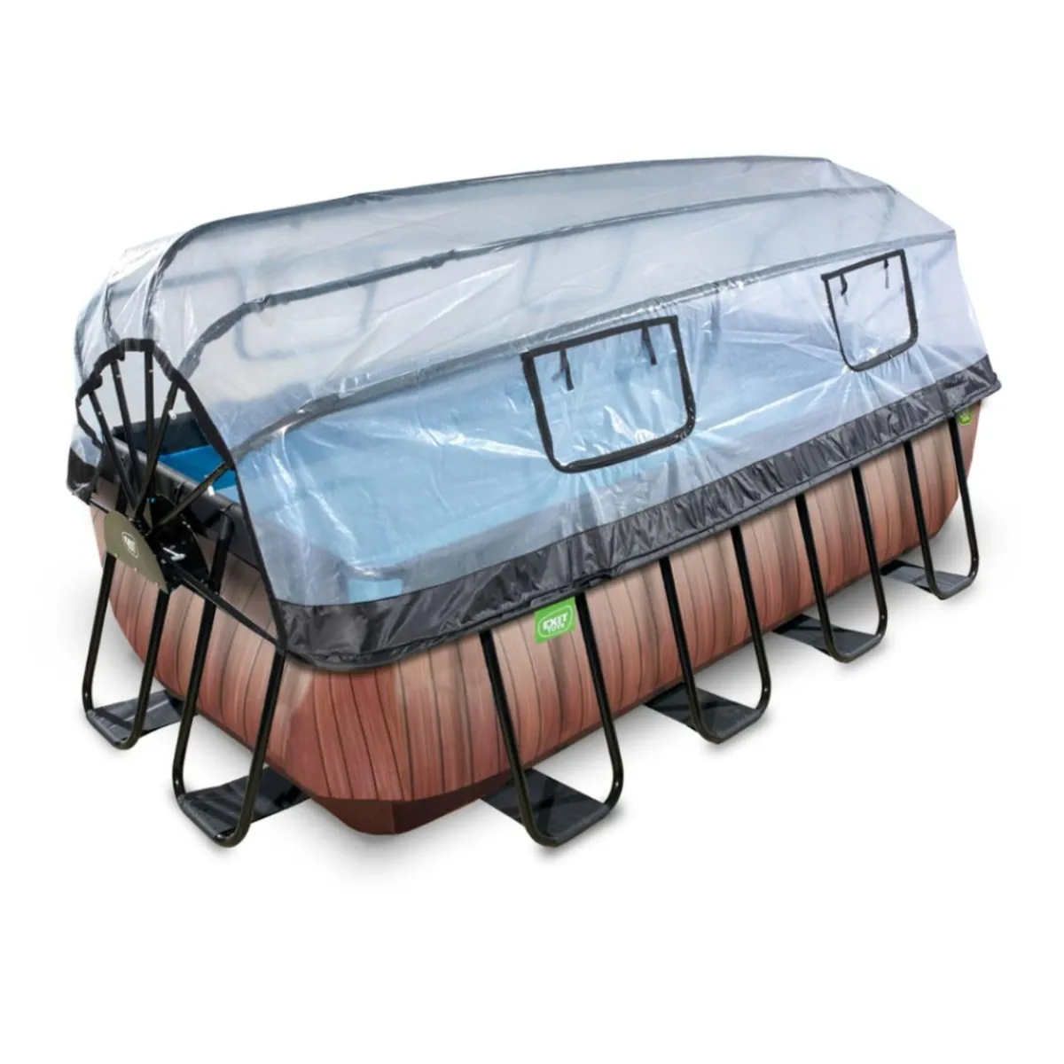 Exit - Piscina Wood efecto madera 400 x 200 x 100 cm con filtro de arena y cúpula*Exit Toys Clearance