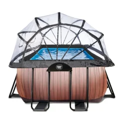 Exit - Piscina Wood efecto madera 400 x 200 x 100 cm con filtro de arena y cúpula*Exit Toys Clearance