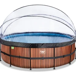 Sale Exit - Piscina Wood efecto madera diámetro 488 x 122 cm con filtro de arena, cúpula y bomba de calor Piscinas|Juguetes De Verano