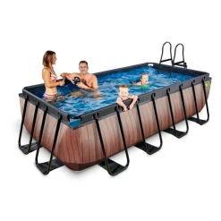 Exit - Piscina Wood efecto madera 400 x 200 x 100 cm con filtro de cartucho*Exit Toys Sale