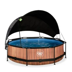 Sale Exit - Piscina Wood efecto madera diámetro 300 x 76 cm con filtro y toldo negro Piscinas|Juguetes De Verano
