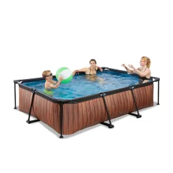 Sale EXIT - Piscina Wood rectangular con cúpula y bomba de filtro 300 x 200 x 65 cm Piscinas|Juguetes De Verano