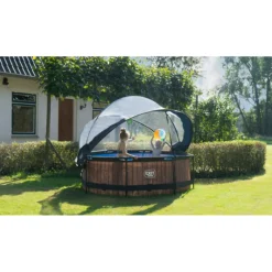 EXIT - Piscina Wood redonda 244 cm con cúpula y bomba de filtro*Exit Toys Hot