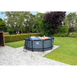 Online EXIT - Piscina Wood redonda 360 cm con cúpula y bomba de filtro Piscinas|Juguetes De Verano