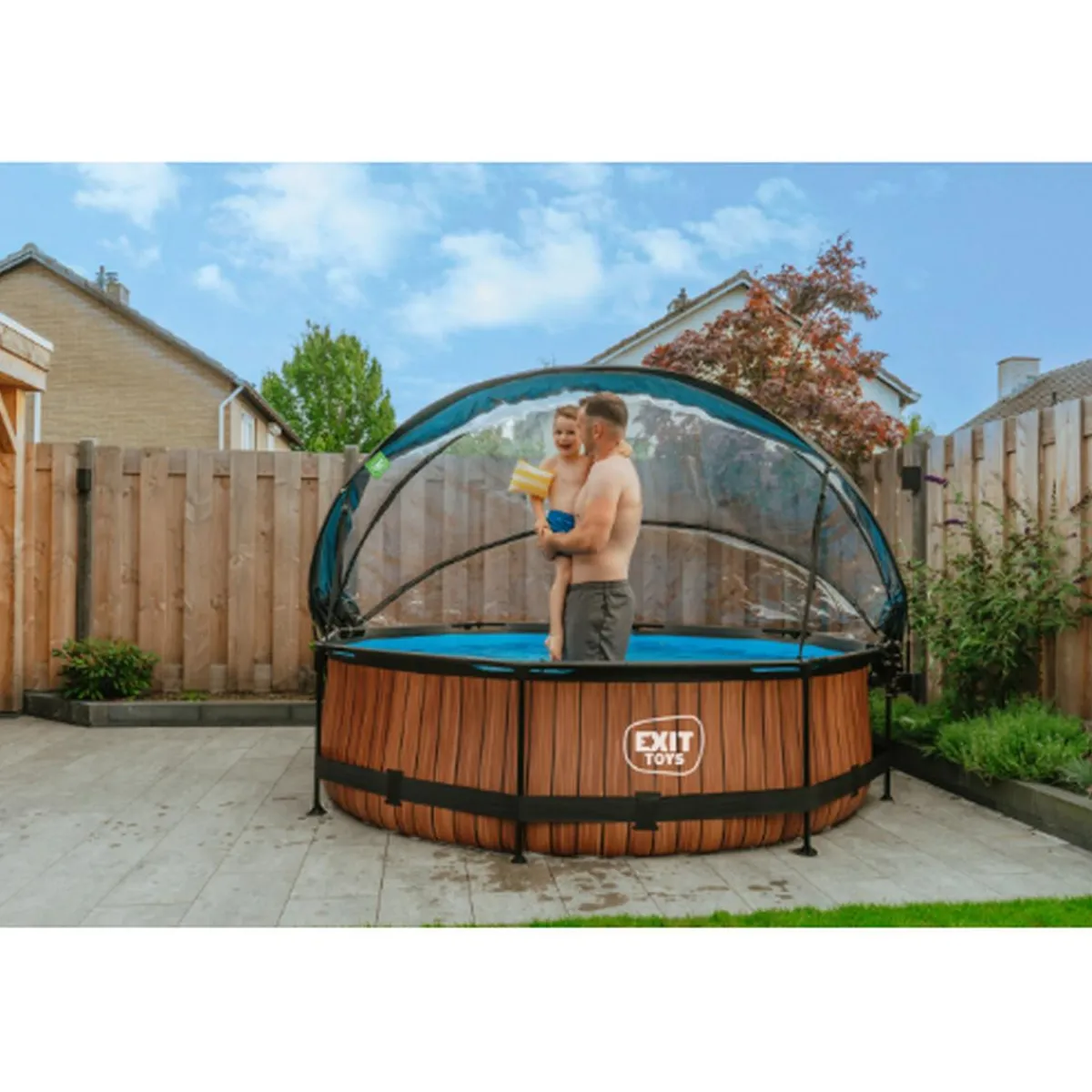 Clearance EXIT - Piscina Wood redonda 300 cm con cúpula y bomba de filtro Piscinas|Juguetes De Verano