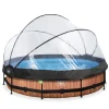 EXIT - Piscina Wood redonda 360 cm con cúpula y bomba de filtro*Exit Toys New