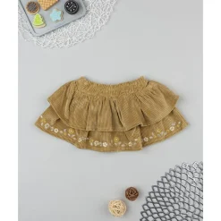 Hot Falda niña en terciopelo marrón con bordados Niña·Bebé Niña 3-36 Meses|Bebé Niña 3-36 Meses·Leggings Y Faldas