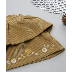 Hot Falda niña en terciopelo marrón con bordados Niña·Bebé Niña 3-36 Meses|Bebé Niña 3-36 Meses·Leggings Y Faldas