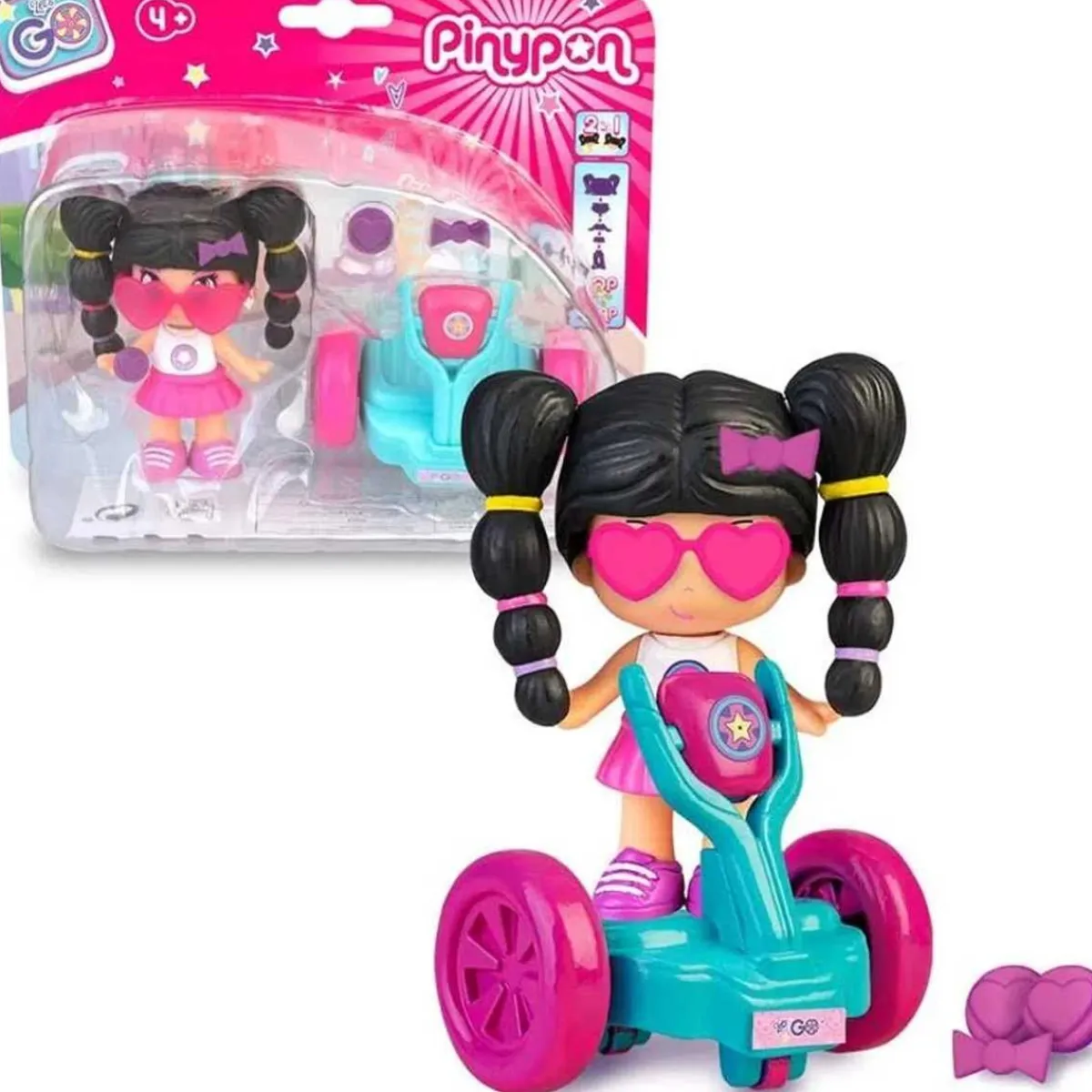 Famosa - Set de Juguete: Mini Figura Pop&Swap con Vehículo y Accesorios Flúor*PINYPON Hot