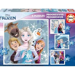Frozen - Set de puzzles infantiles progresivos con imágenes de Frozen, 12 a 25 piezas ㅤ*EDUCA BORRAS New