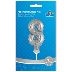 Globo aluminio plateado número 8*TOYS "R" US
