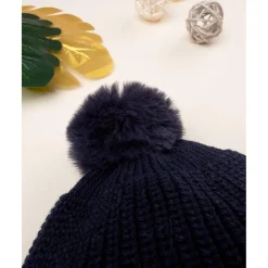 Gorro de lana con pompón de pelo*Prenatal New