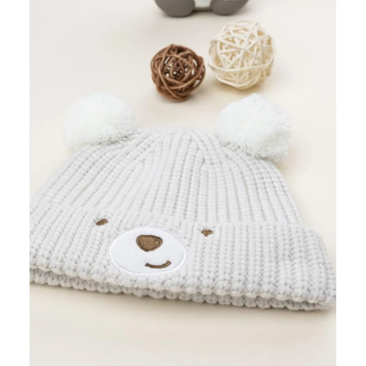 Discount Gorro de recién nacido beige con osito bordado Recién Nacido·Primeras Salidas|Primeras Salidas·Gorros, Viseras Y Manoplas