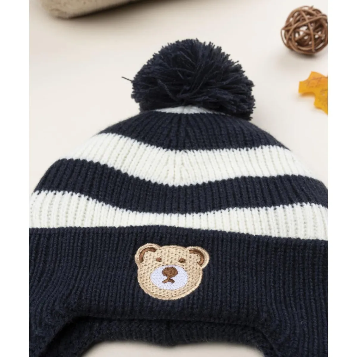 Gorro peruano niño blanco/azul "oso"*Prenatal Outlet