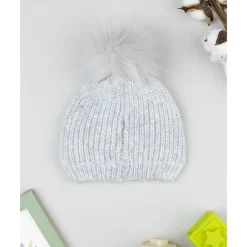 Gorro pompon niña gris con lurex*Prenatal Outlet