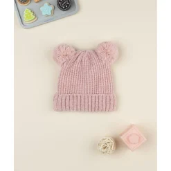 Gorro rosa con pompón y lentejuelas para niña*Prenatal Outlet