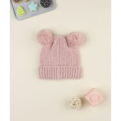 Gorro rosa con pompón y lentejuelas para niña*Prenatal Outlet
