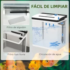 Homcom - Acuario 13L con filtro e iluminación*PawHut Online