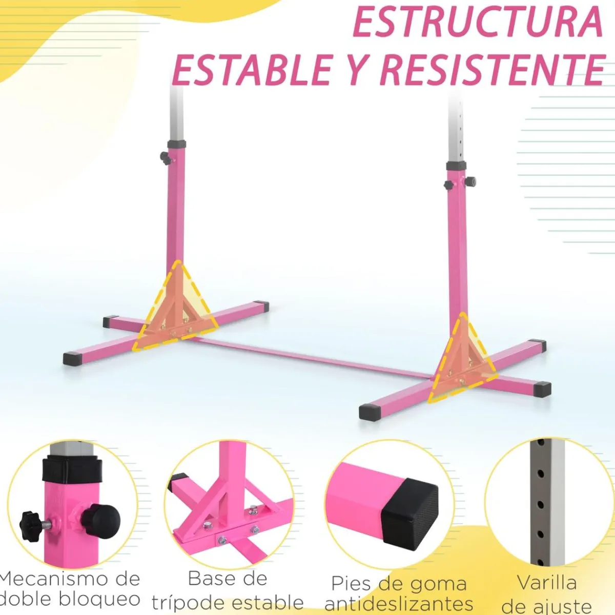 - Barra de gimnasia con altura ajustable Rosa*Homcom Sale