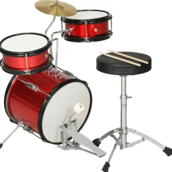New Homcom - Batería con taburete Rojo Música|Electrónicos