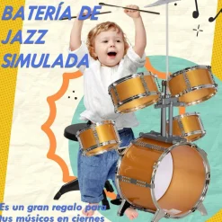 Homcom - Batería infantil 6 piezas con taburete Dorado*AIYAPLAY Outlet