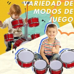 Outlet Homcom - Batería infantil 6 piezas con taburete Rojo Música|Electrónicos