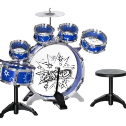 Homcom - Batería infantil 7 piezas con taburete Azul*AIYAPLAY Discount