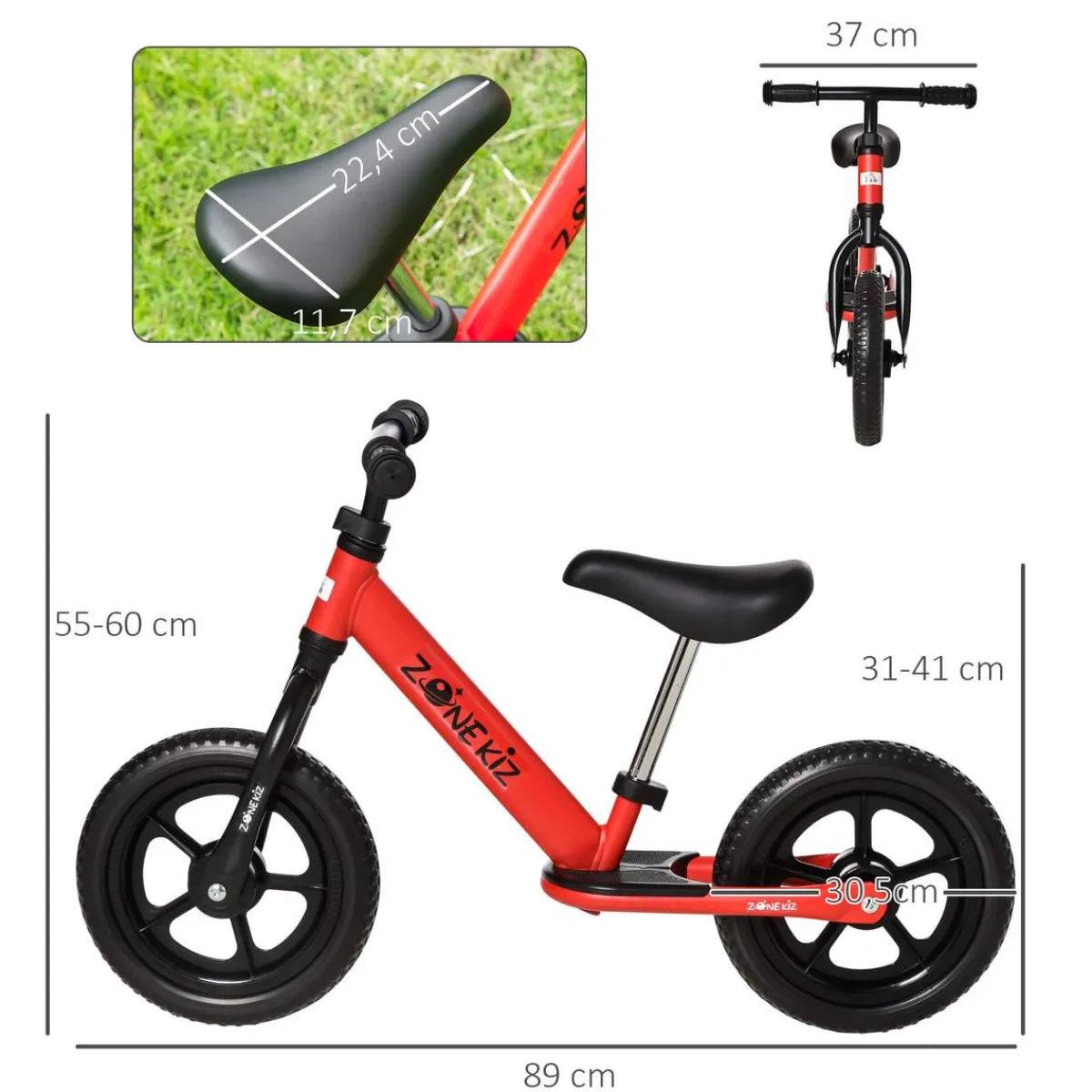 Online - Bicicleta de equilibrio regulable sin pedales roja Motos Y Triciclos