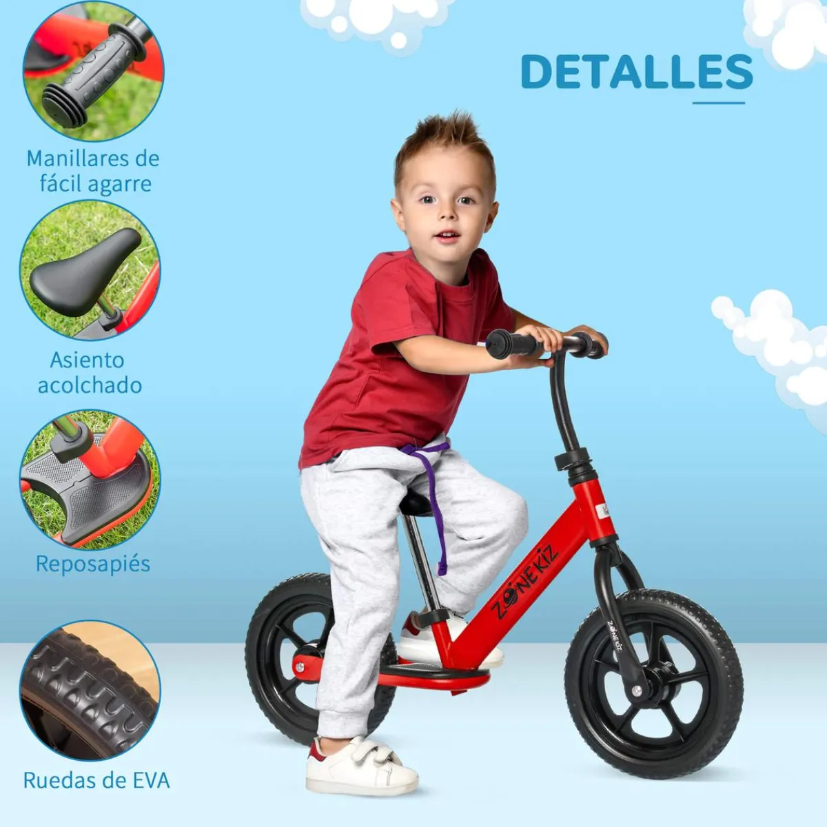 Online - Bicicleta de equilibrio regulable sin pedales roja Motos Y Triciclos