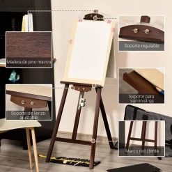 - Caballete de madera con trípode Marrón*Homcom Best