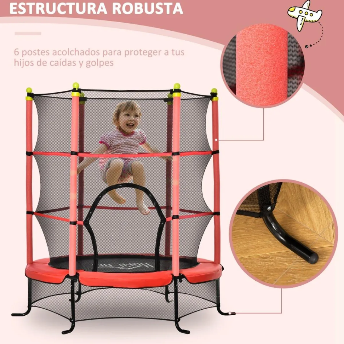 - Cama elástica Ø110 cm Rojo*Homcom Discount