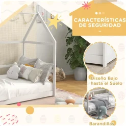 Discount Homcom - Cama infantil en forma de casa Blanco Estilo De Vida