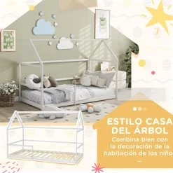 Discount Homcom - Cama infantil en forma de casa Blanco Estilo De Vida