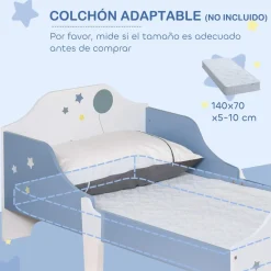 - Cama infantil estrellas Azul/Blanco*Homcom Best