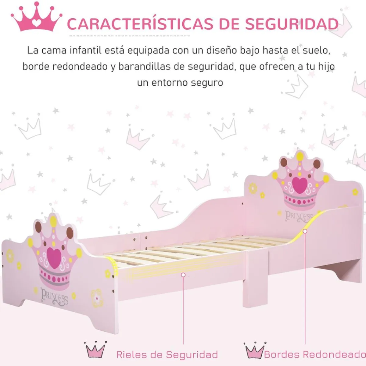 - Cama infantil Madera Rosa*Homcom Best
