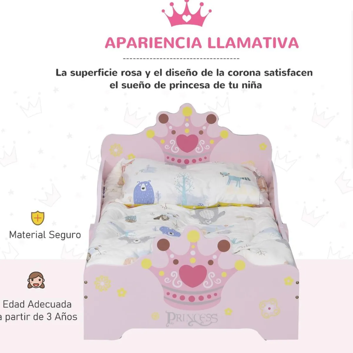 - Cama infantil Madera Rosa*Homcom Best