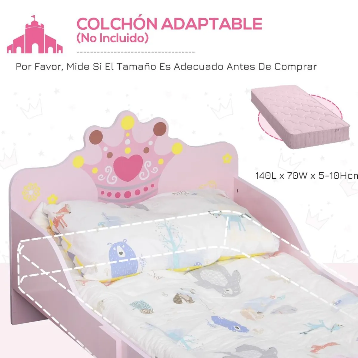 - Cama infantil Madera Rosa*Homcom Best