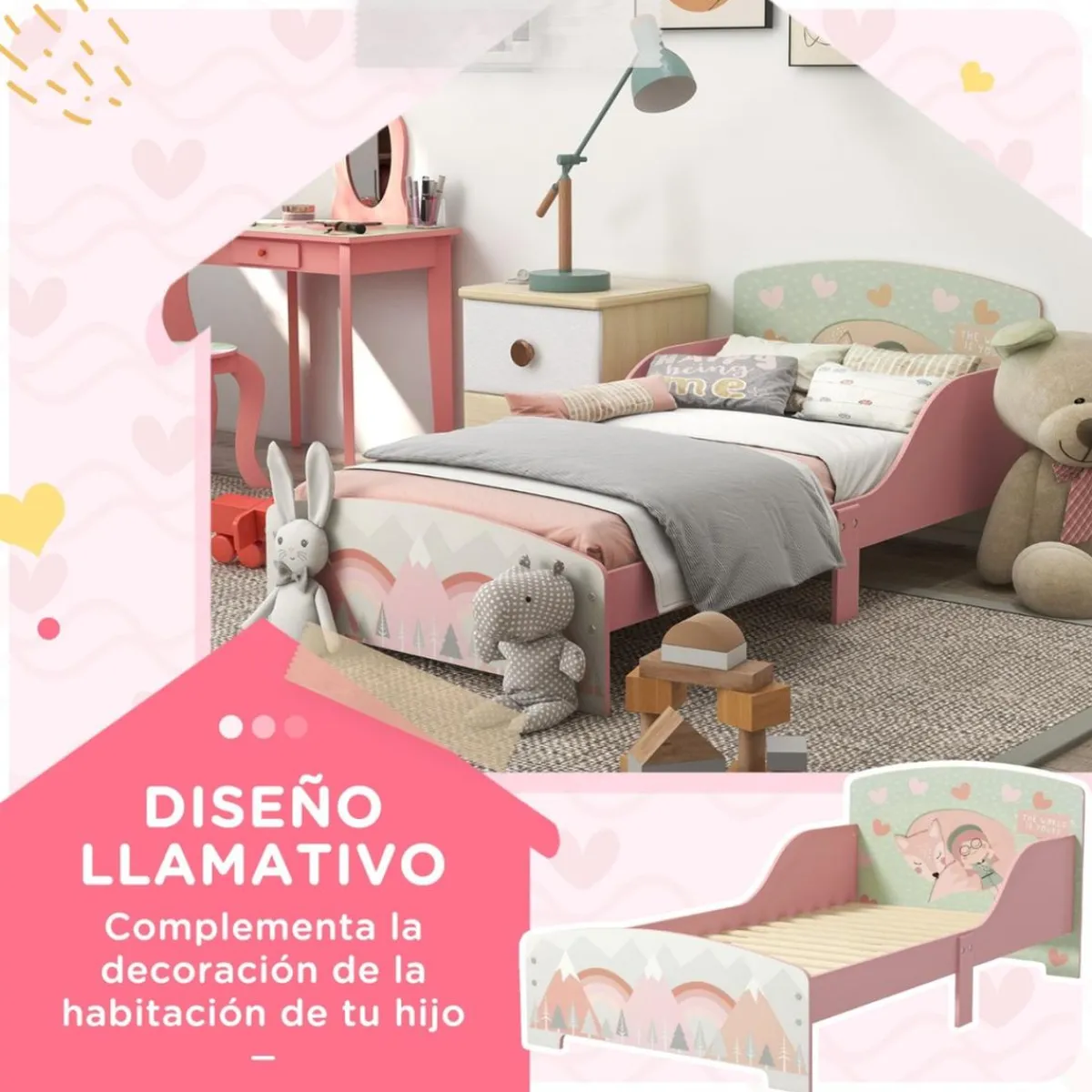 - Cama infantil Montañas Rosa*Homcom Sale