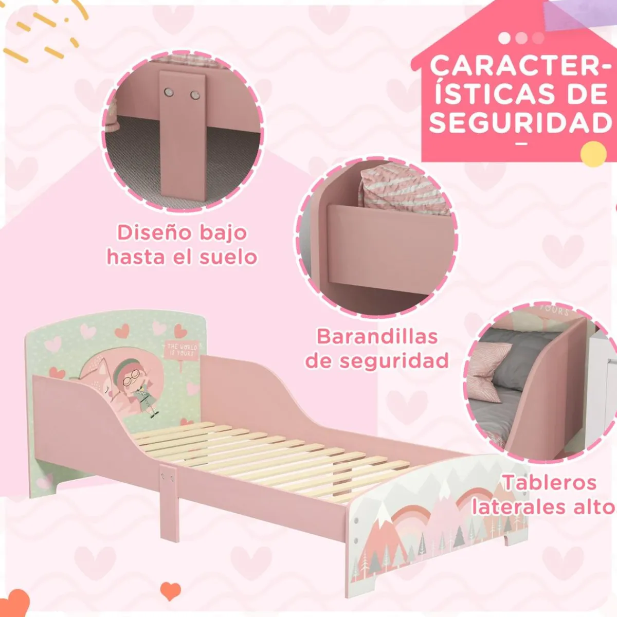 - Cama infantil Montañas Rosa*Homcom Sale