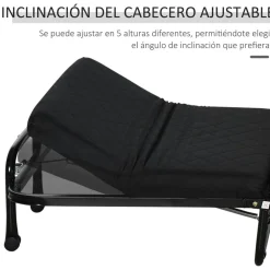 - Cama plegable con cabecera ajustable Negro Estilo De Vida