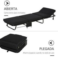 - Cama plegable con cabecera ajustable Negro Estilo De Vida