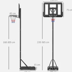 - Canasta completa baloncesto con base 365 cm*Homcom